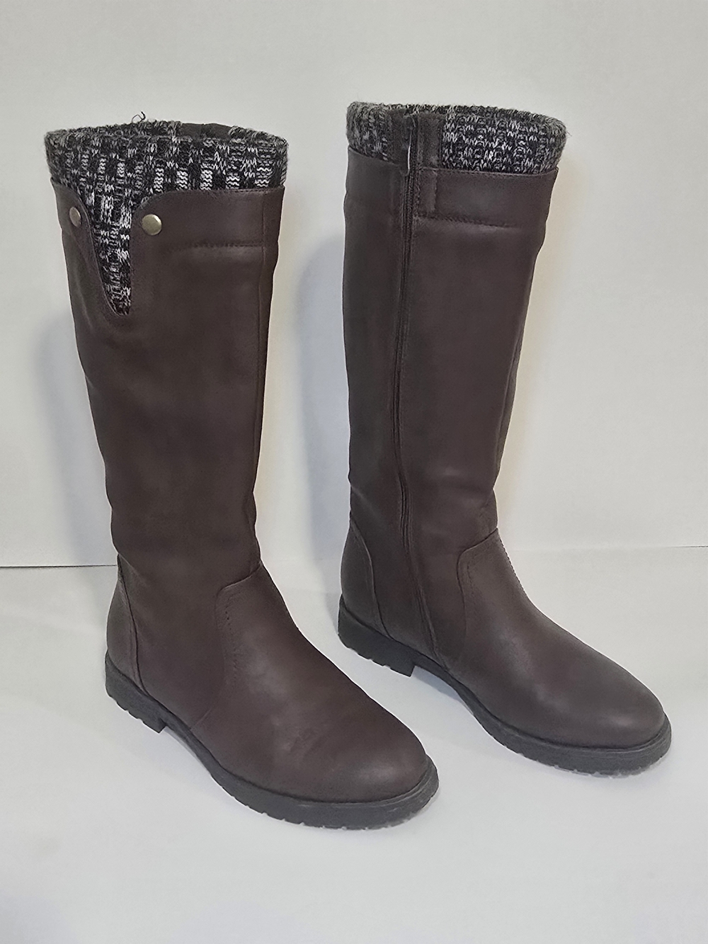 Women's Tall Brown Knit-Cuff Riding Boots